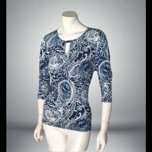 New York & Company Stretch Hardware Accent Top S